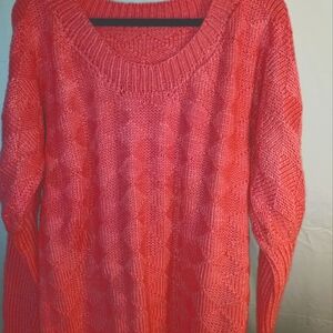 HANDMADE WITH LOVE  TUNIC CORAL SWEATER W/PUFFER SLEEVES SIZE M  IN COTTON BLEND